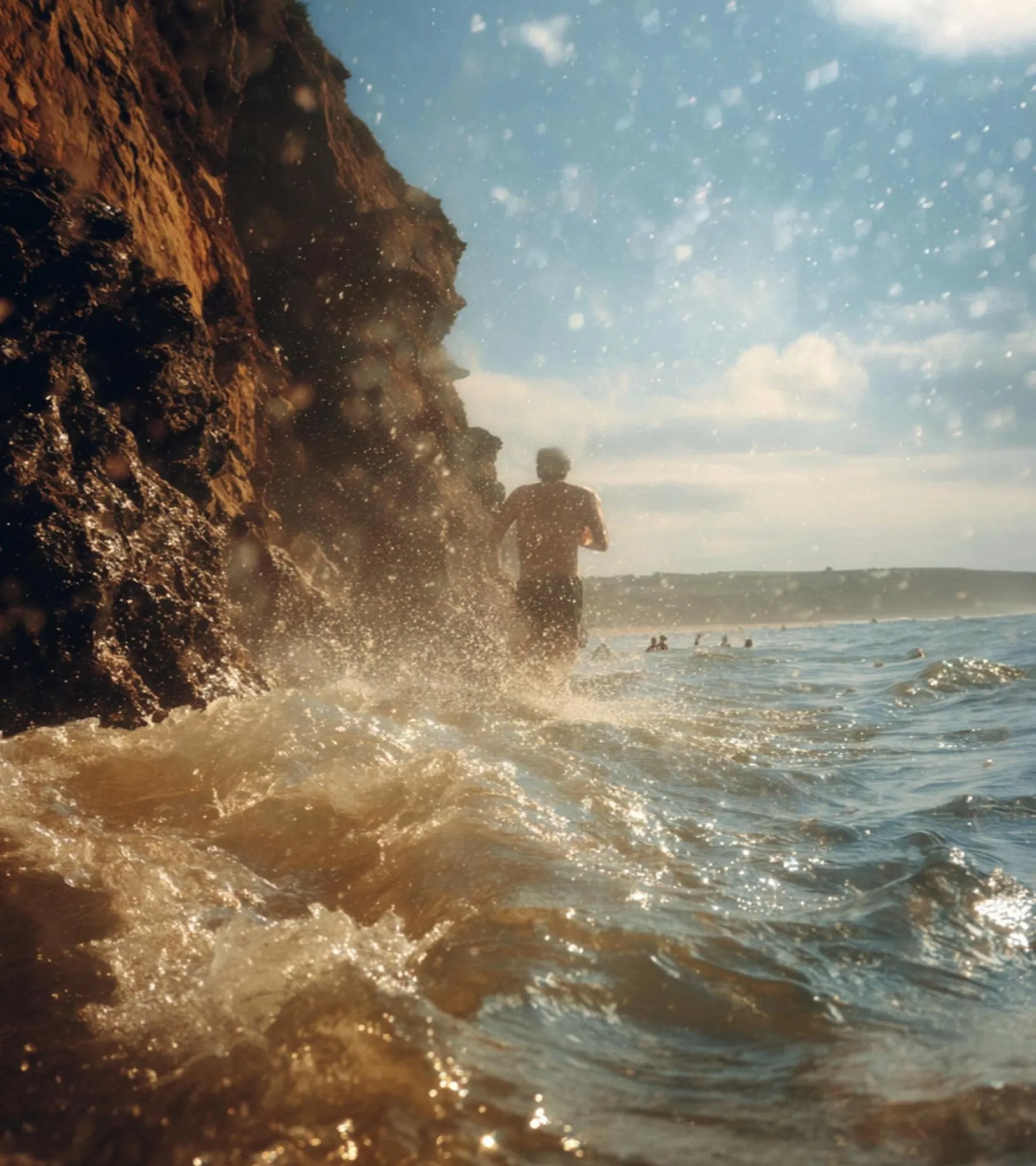 Waves on the shore, a figure