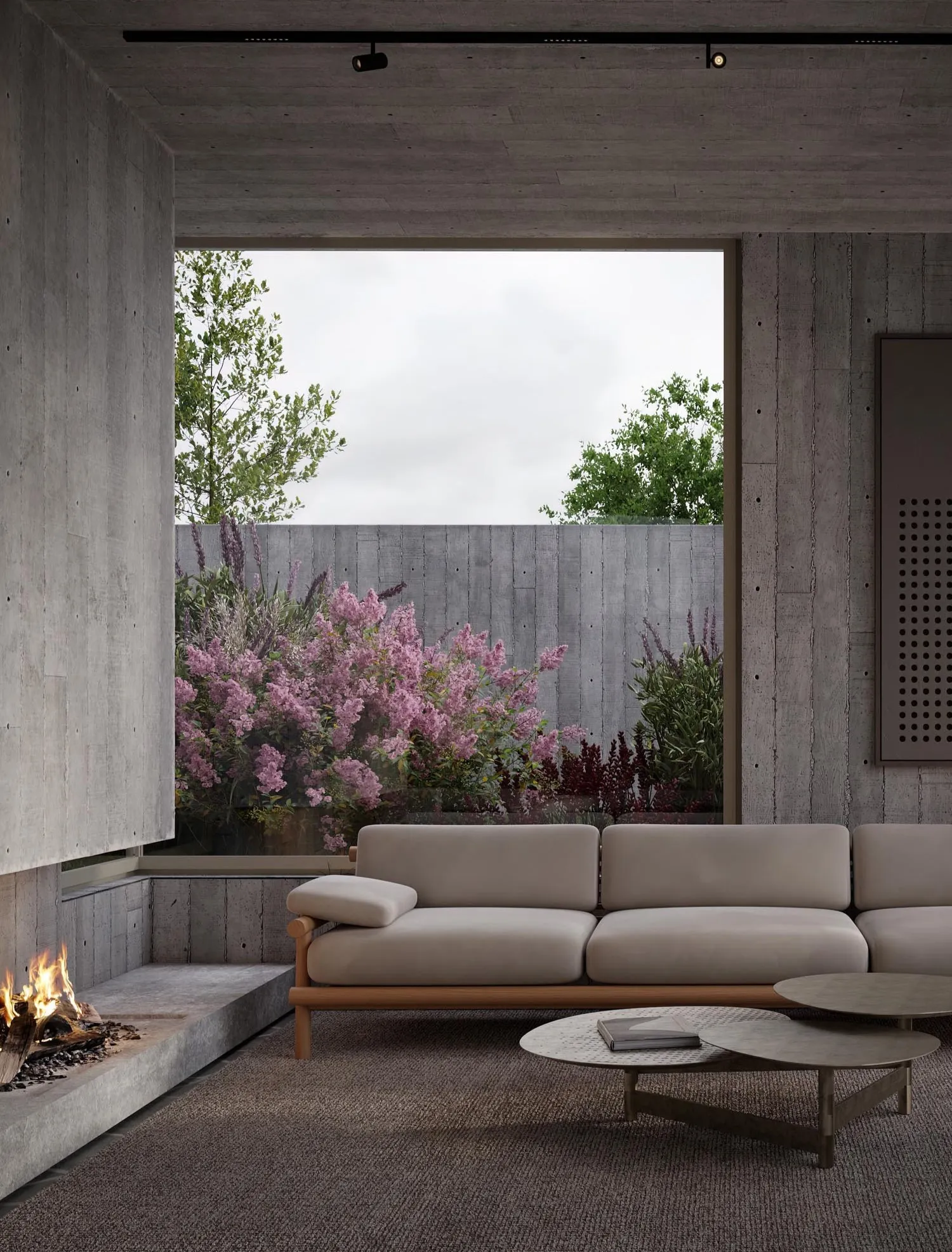 Living room with the sofa facing the garden