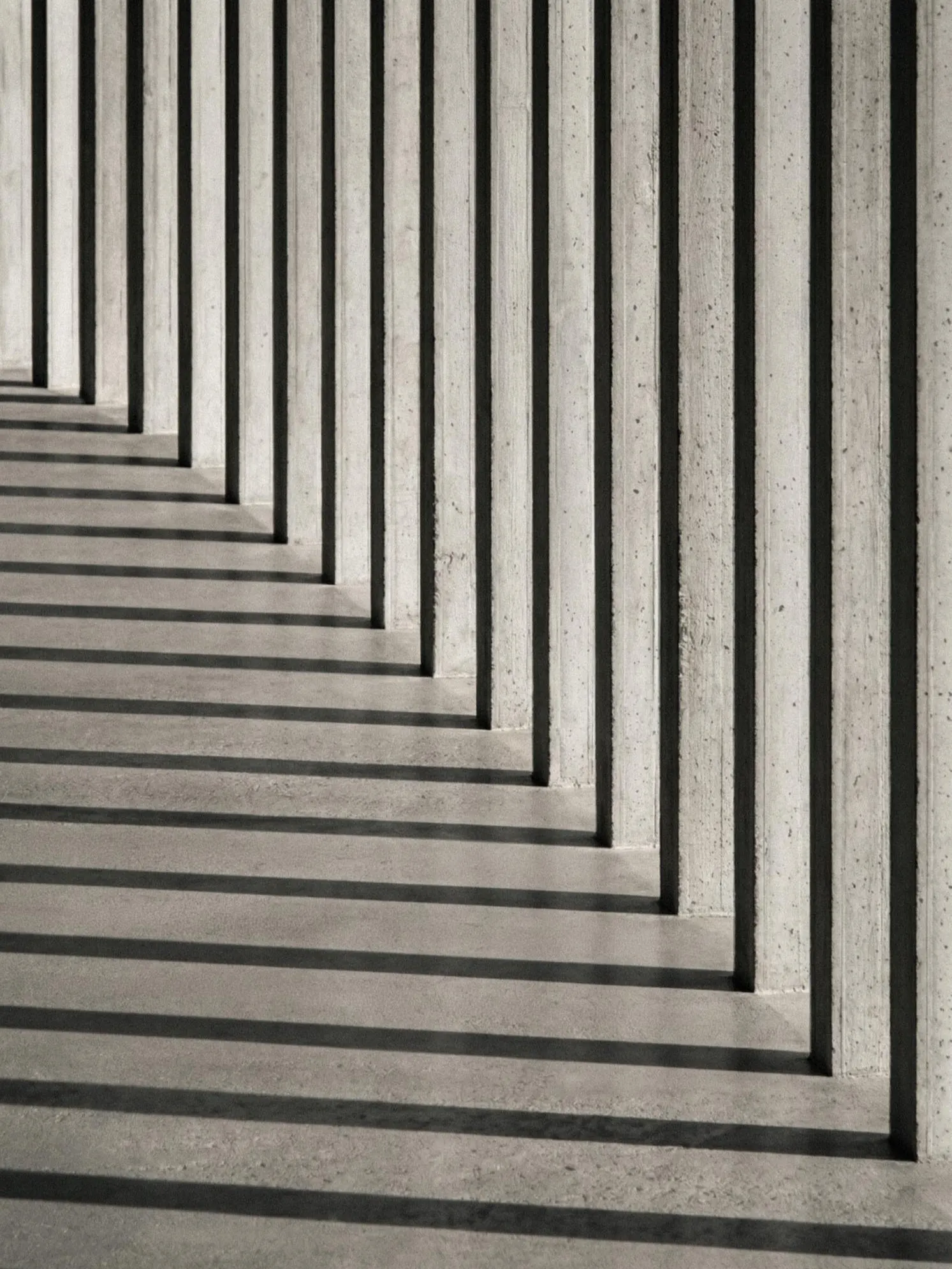 The columns receding in perspective