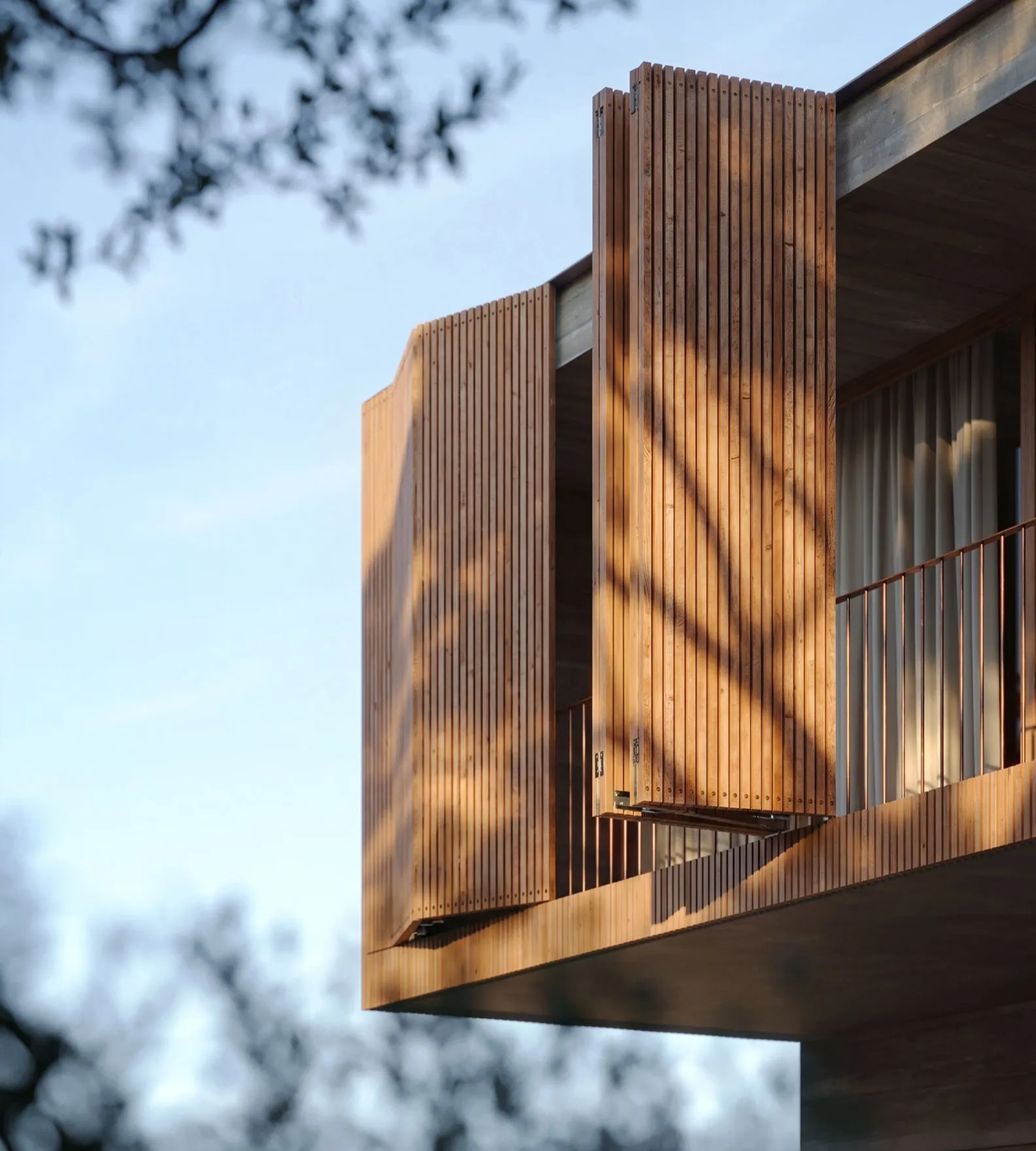 Corten shutters on a balcony