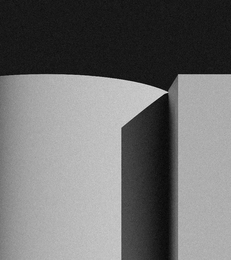 Grey curved volume, detail